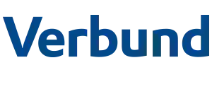 Das Logo besteht aus eine blauen Schriftzug des Markennamens VERBUND.